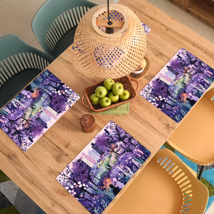 Placemat vinyl - Park - Bomen - Bloemen - Gebouwen — 3