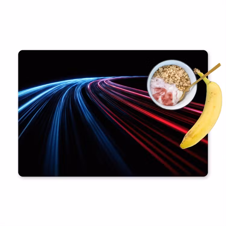 Placemat vinyl - Strepen - Gebogen - Blauw — 1