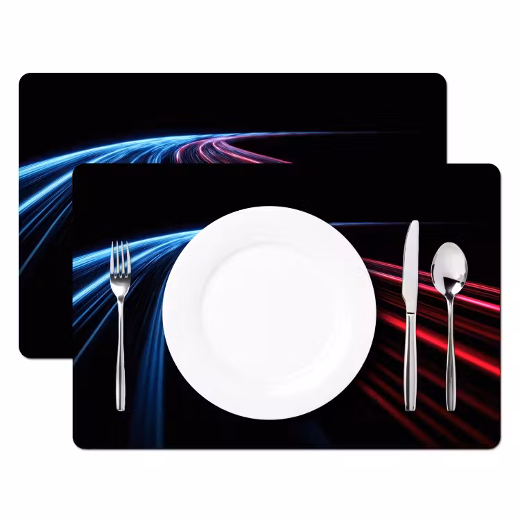 Placemat vinyl - Strepen - Gebogen - Blauw — 2