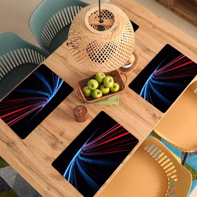 Placemat vinyl - Strepen - Gebogen - Blauw — 3