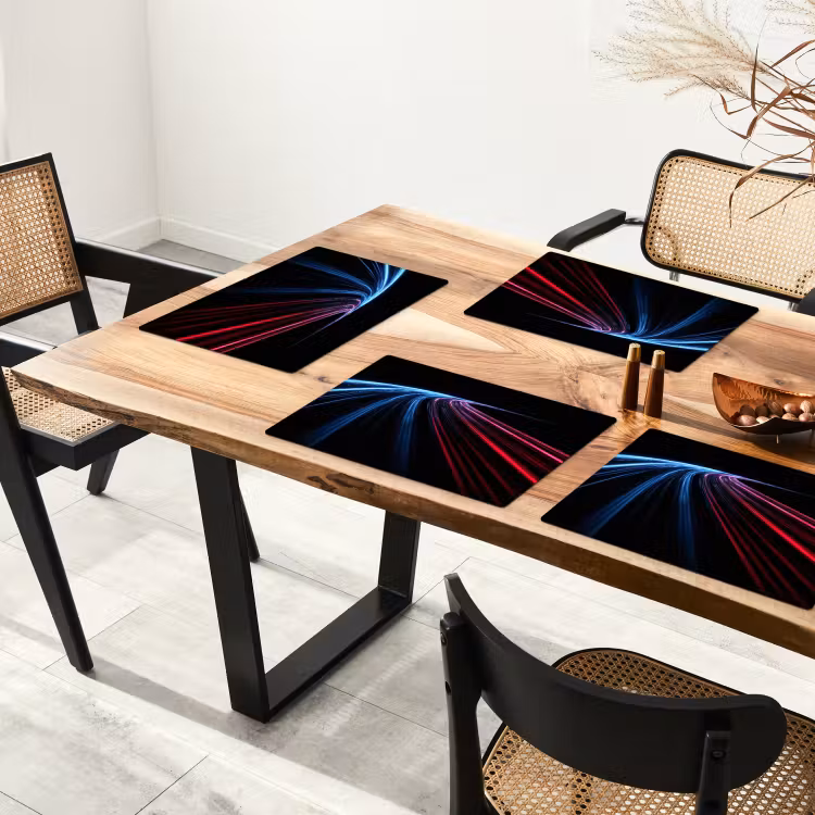 Placemat vinyl - Strepen - Gebogen - Blauw — 4