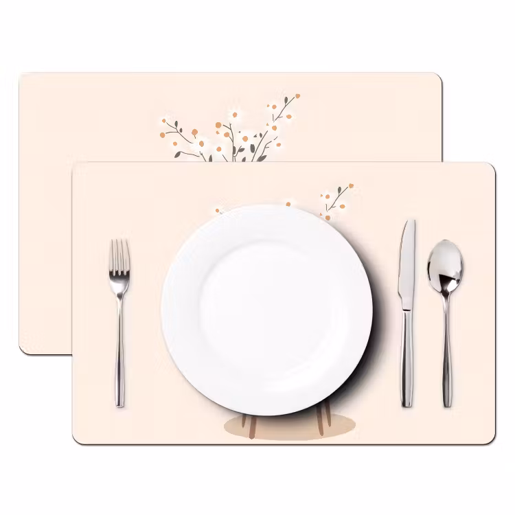 Placemat vinyl - Vaas - Bloemen - Madeliefjes - Beige — 2