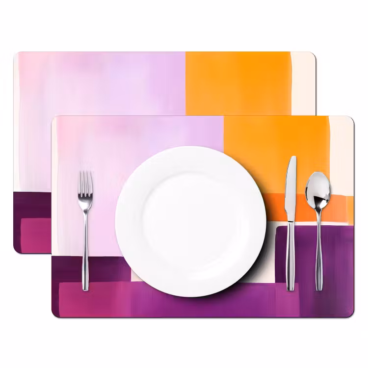 Placemat vinyl - Vlakken - Abstract - Rechthoekig - Oranje — 2