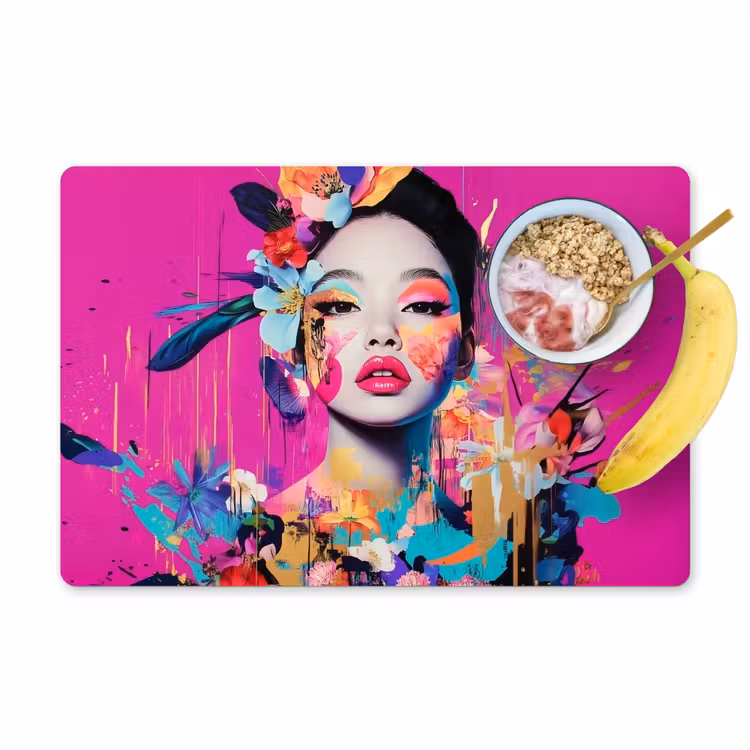 Placemat vinyl - Vrouw - Portret - Abstract - Paars — 1