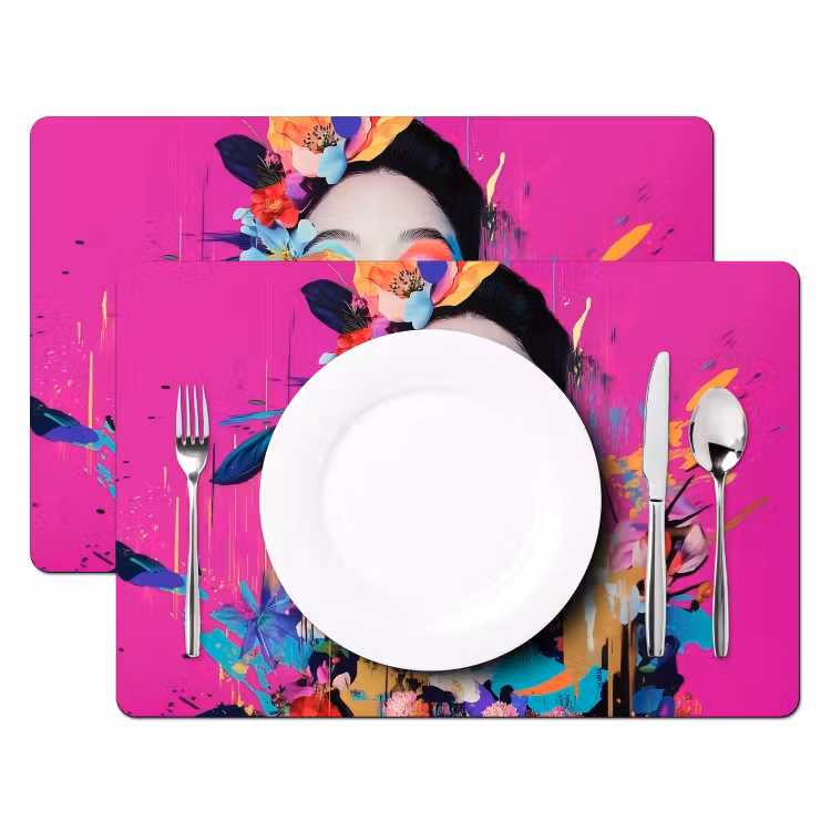 Placemat vinyl - Vrouw - Portret - Abstract - Paars — 2