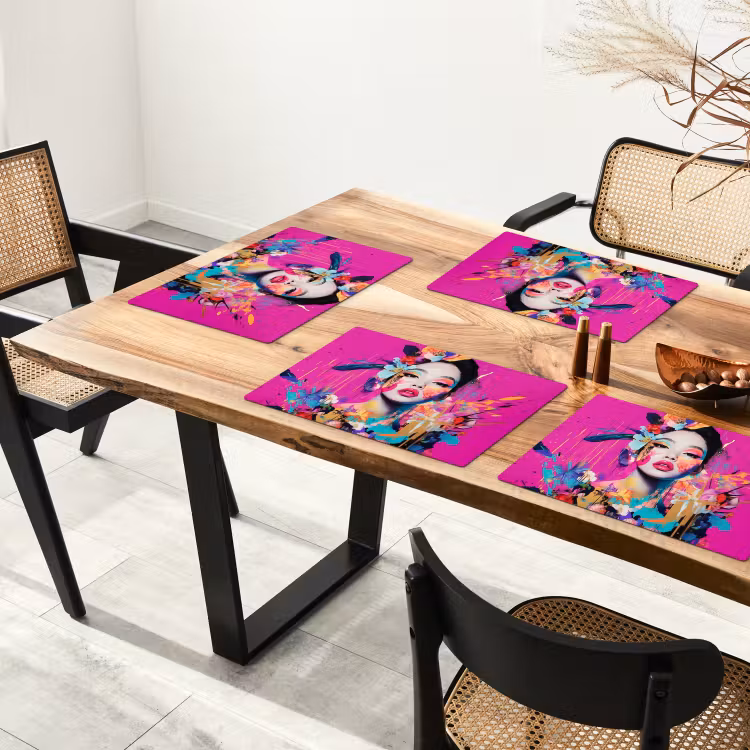 Placemat vinyl - Vrouw - Portret - Abstract - Paars — 4