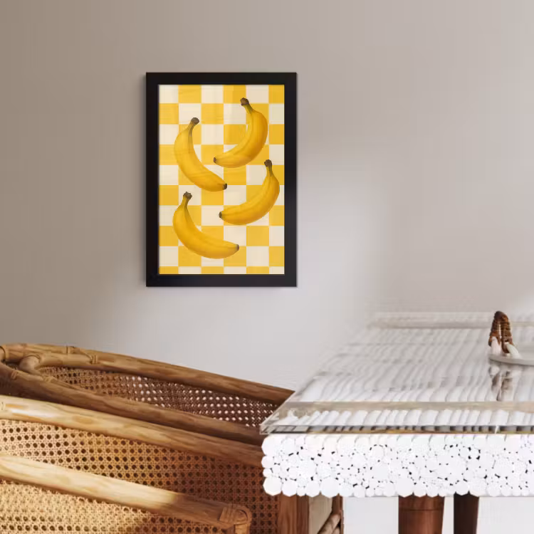Poster met lijst - Bananen - Geel - Geblokt — 2