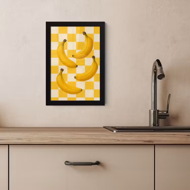 Poster met lijst - Bananen - Geel - Geblokt — 4