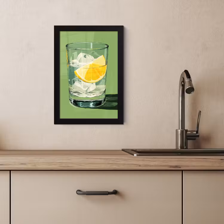 Poster met lijst - Glas - Citroen - Ijsblokjes - Groen — 3