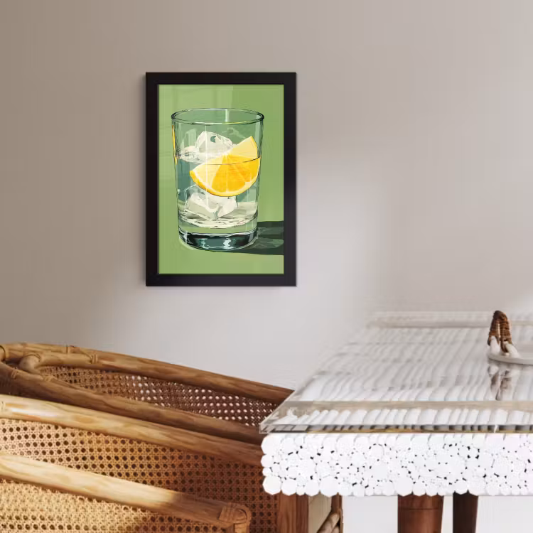 Poster met lijst - Glas - Citroen - Ijsblokjes - Groen — 4
