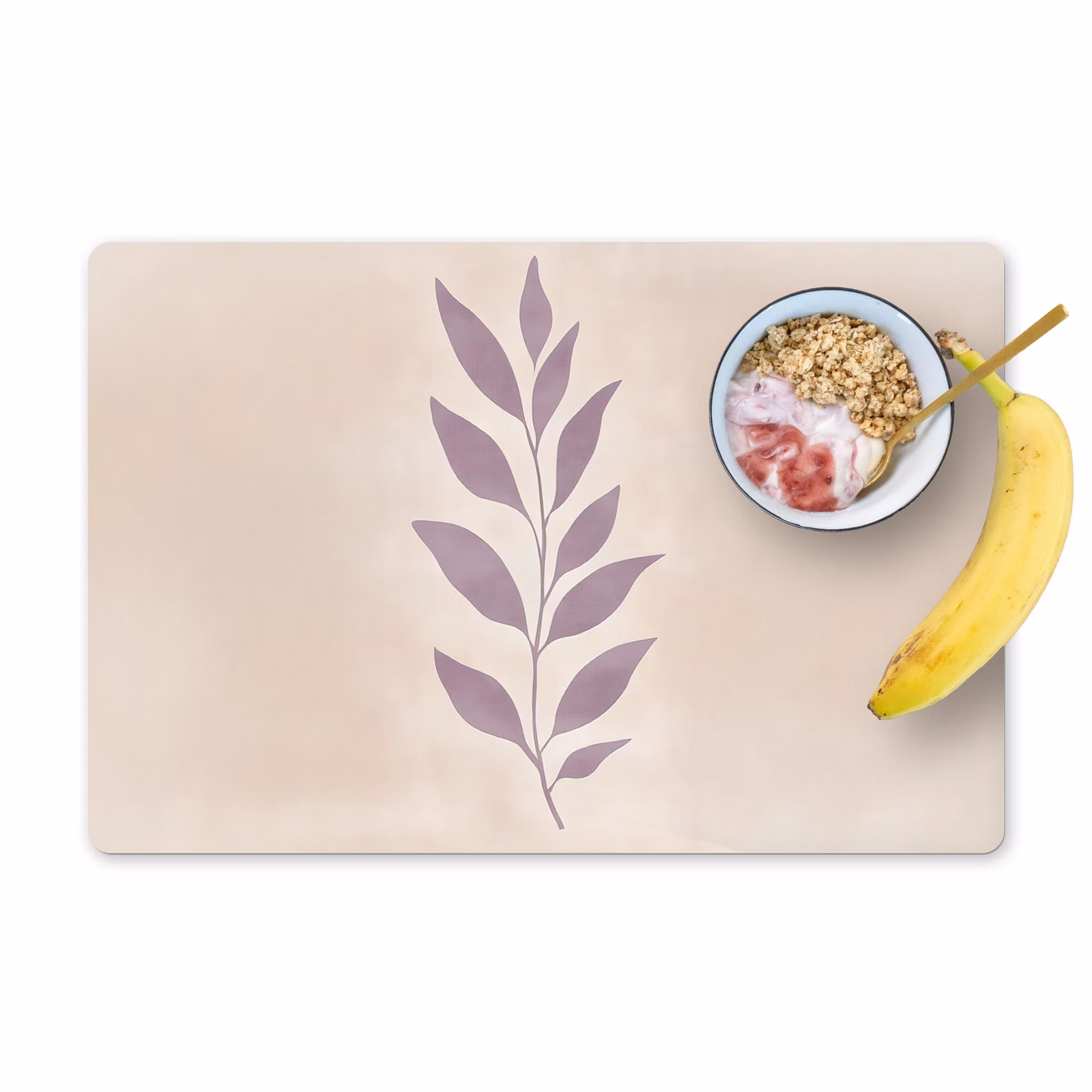 Placemat vinyl - Tak - Bladeren - Minimalistisch - Beige — 1
