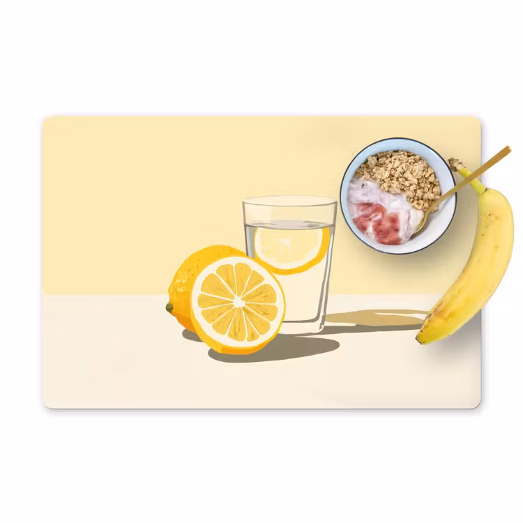 Placemat vinyl - Glas - Citroenschijfjes - Geel — 1