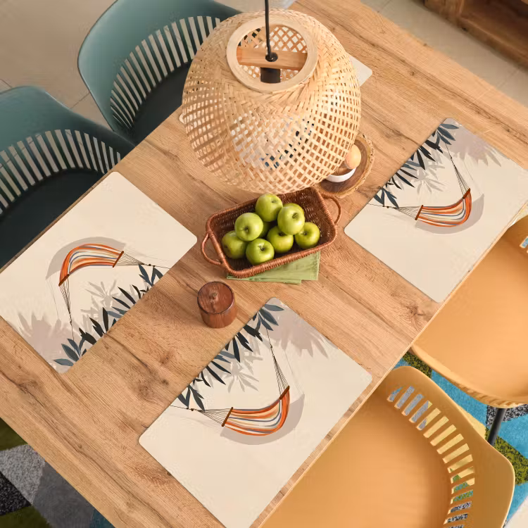 Placemat vinyl - Hangmat - Kleurrijk - Bladeren - Schaduw — 3