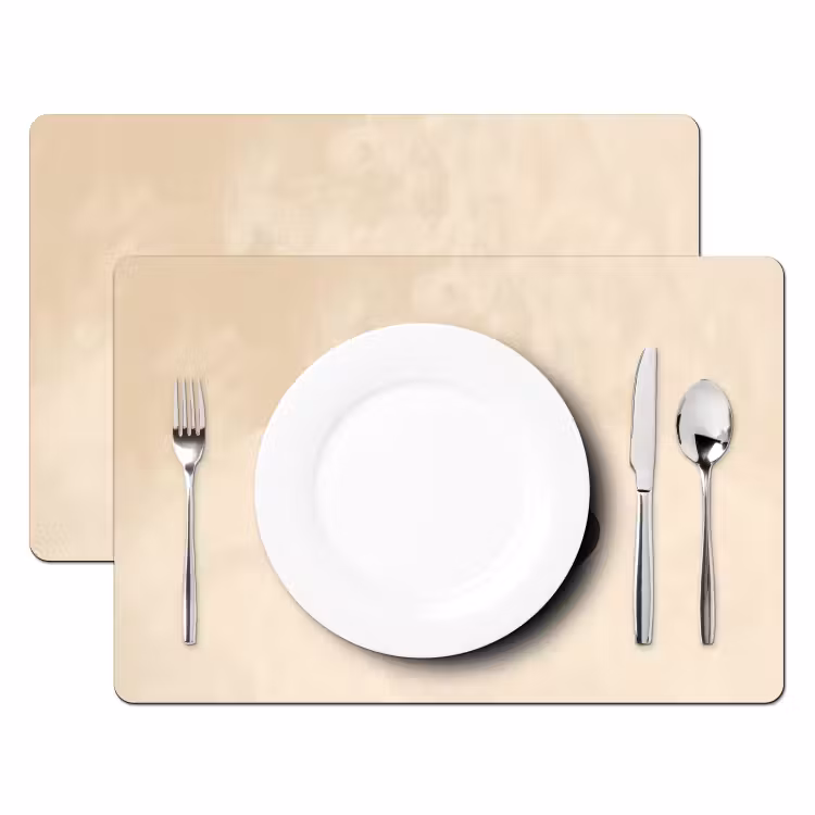 Placemat vinyl - Hoed - Minimalistisch - Schaduw - Beige — 2