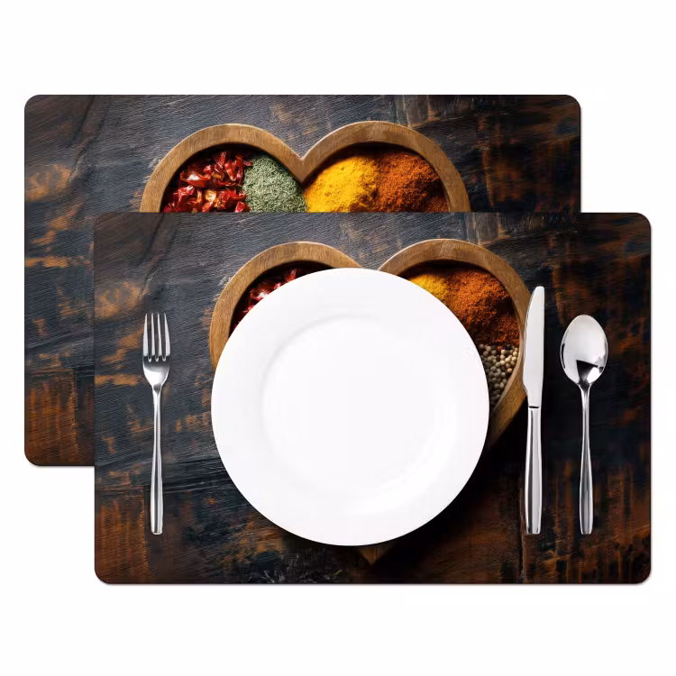 Placemat vinyl - Houten - Hart - Kleurrijke - Specerijen — 2