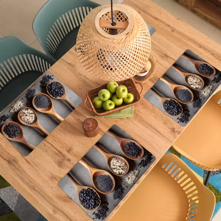 Placemat vinyl - Houten - Lepels - Rijst - Zaden — 3
