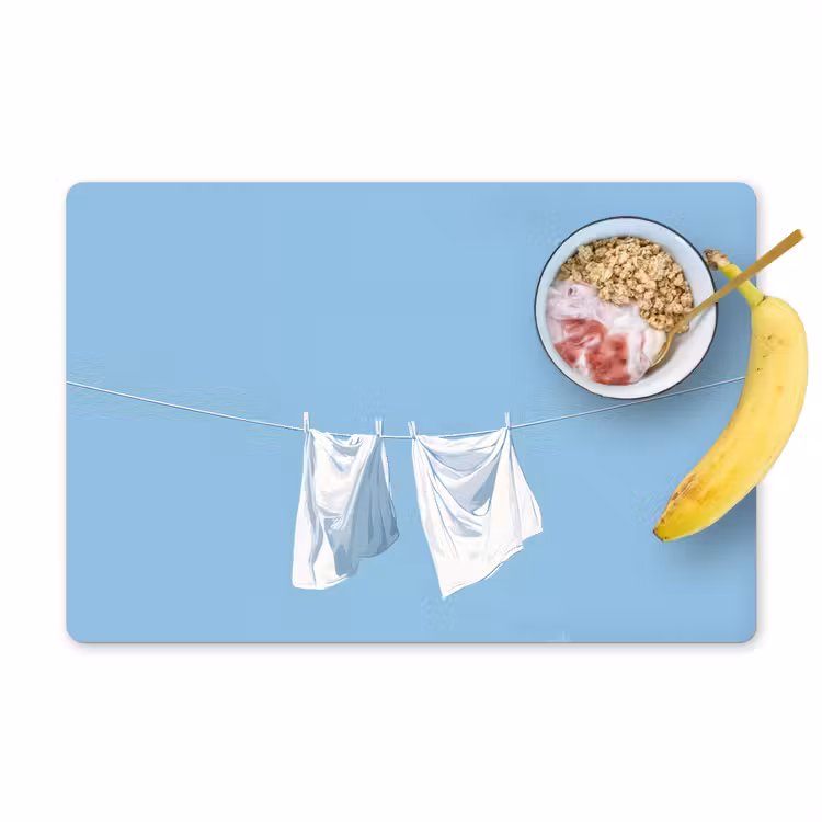 Placemat vinyl - Lakens - Waslijn - Blauw - Minimalistisch — 1