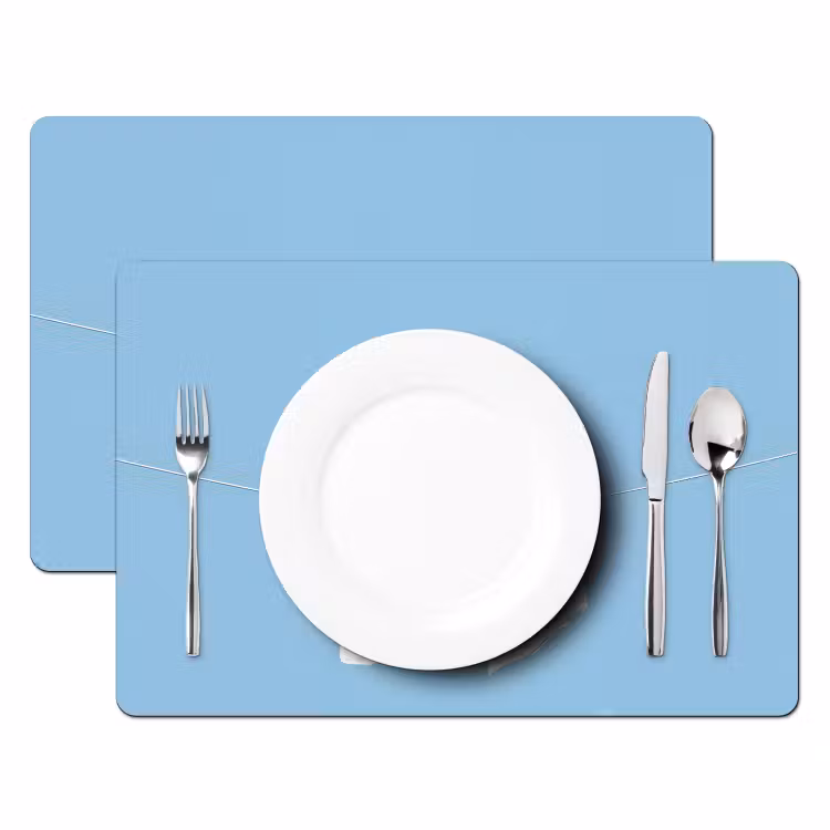 Placemat vinyl - Lakens - Waslijn - Blauw - Minimalistisch — 2