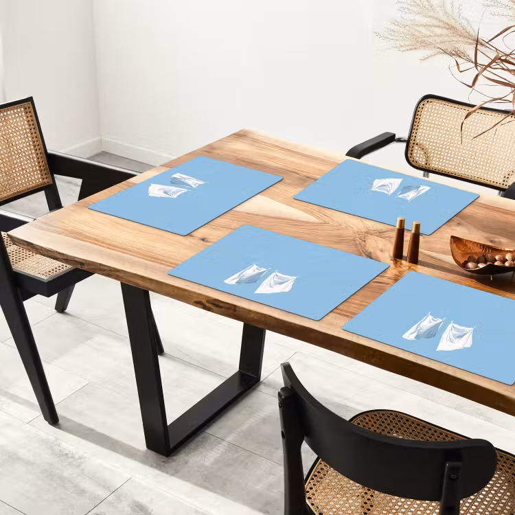 Placemat vinyl - Lakens - Waslijn - Blauw - Minimalistisch — 4
