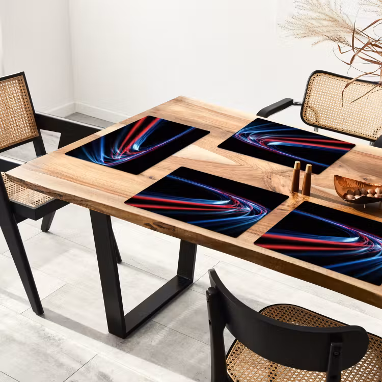 Placemat vinyl - Lichtbanen - Golvend - Rood — 4