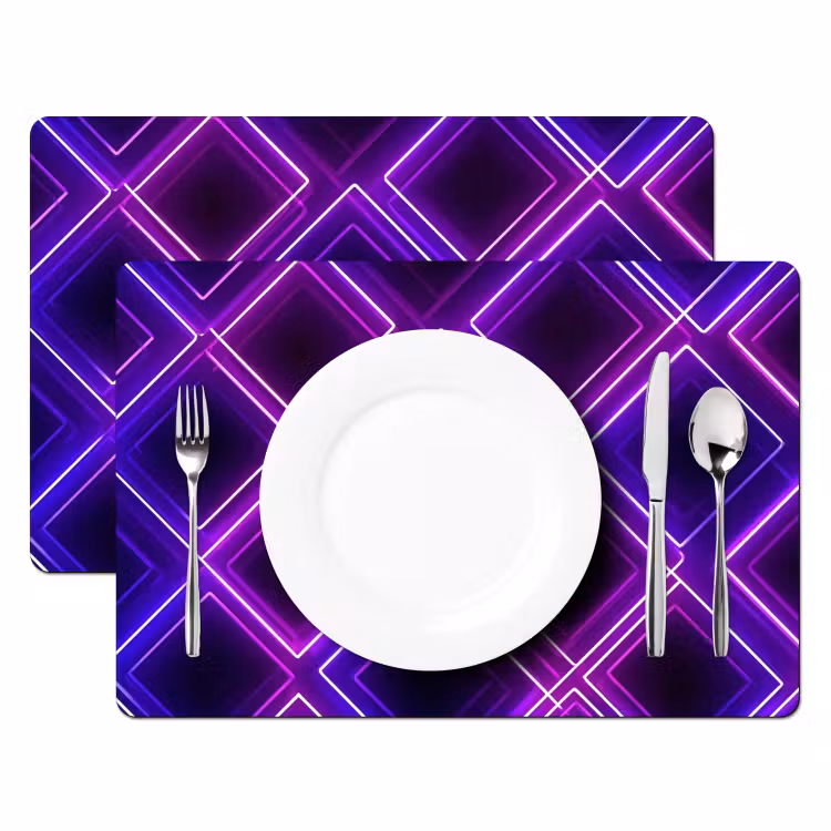 Placemat vinyl - Ruiten - Neon - Paars — 2