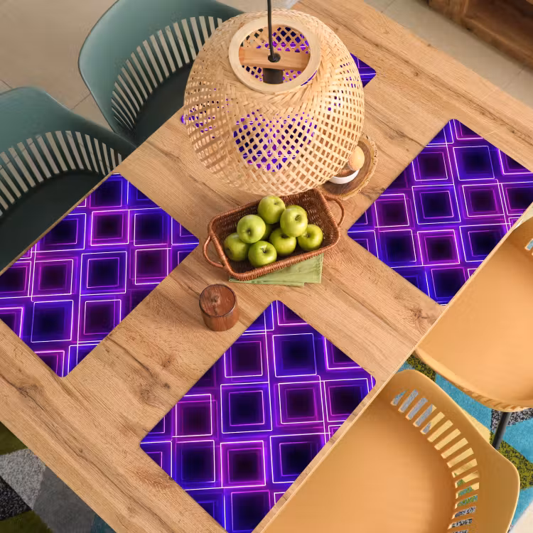 Placemat vinyl - Ruiten - Neon - Paars — 3
