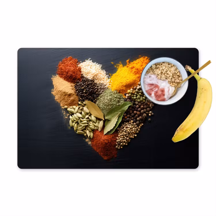 Placemat vinyl - Specerijen - Mix - Hartvorm - Zwart — 1