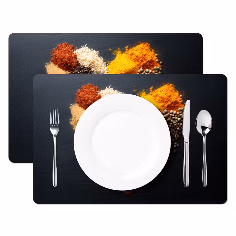 Placemat vinyl - Specerijen - Mix - Hartvorm - Zwart — 2