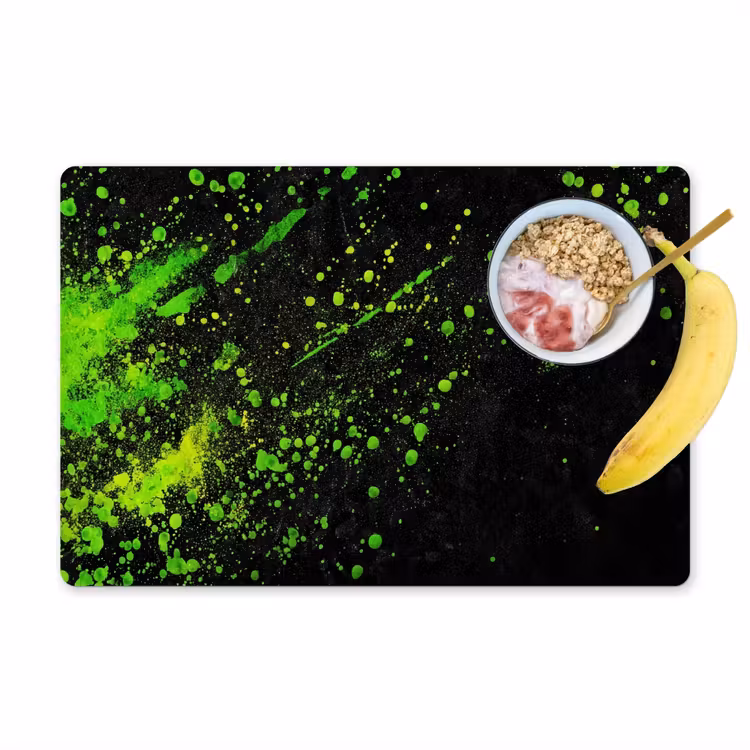 Placemat vinyl - Spetters - Groen - Chaotisch - Groen — 1