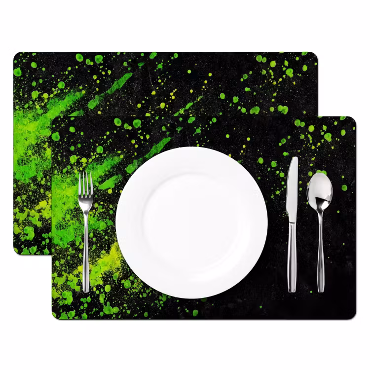 Placemat vinyl - Spetters - Groen - Chaotisch - Groen — 2