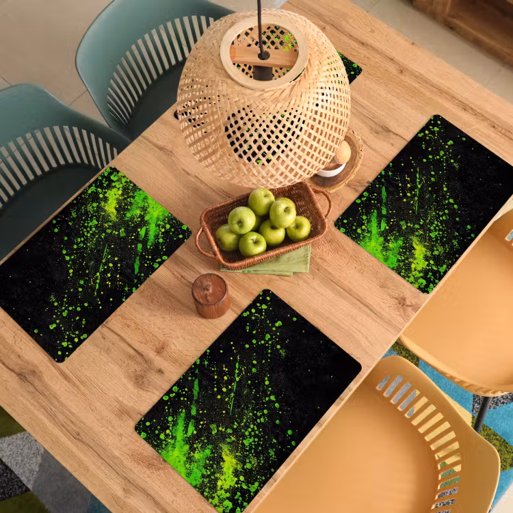 Placemat vinyl - Spetters - Groen - Chaotisch - Groen — 3