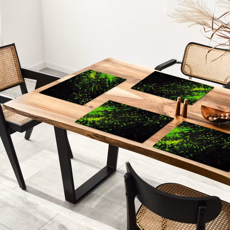 Placemat vinyl - Spetters - Groen - Chaotisch - Groen — 4