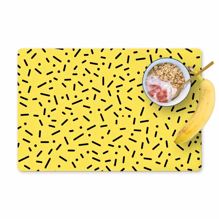 Placemat vinyl - Stippen - Strepen - Geel — 1