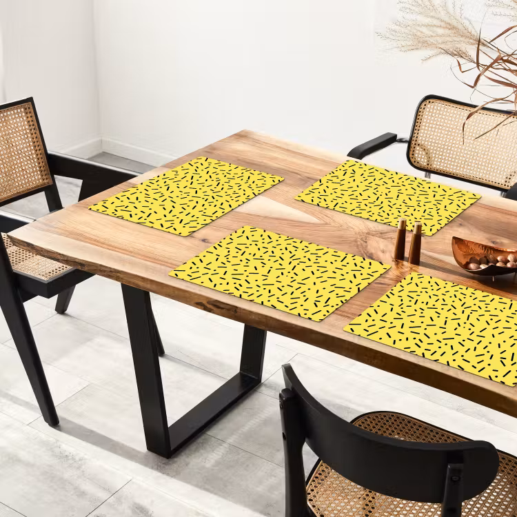 Placemat vinyl - Stippen - Strepen - Geel — 4
