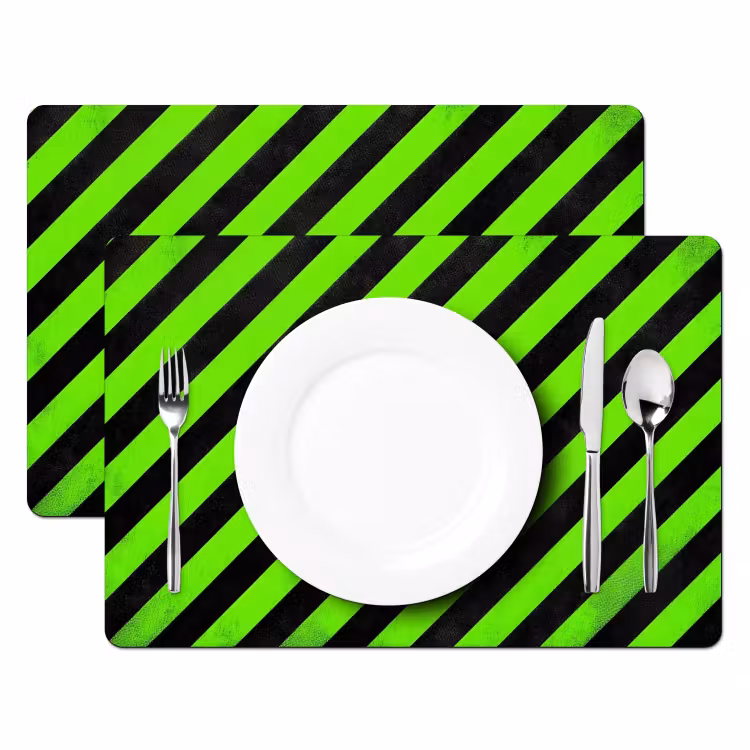 Placemat vinyl - Strepen - Schuin - Groen — 2