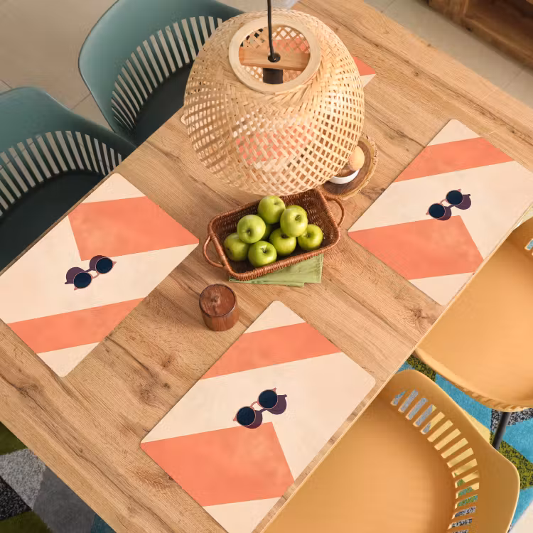 Placemat vinyl - Zonnebril - Schaduw - Oranje - Minimalistisch — 3