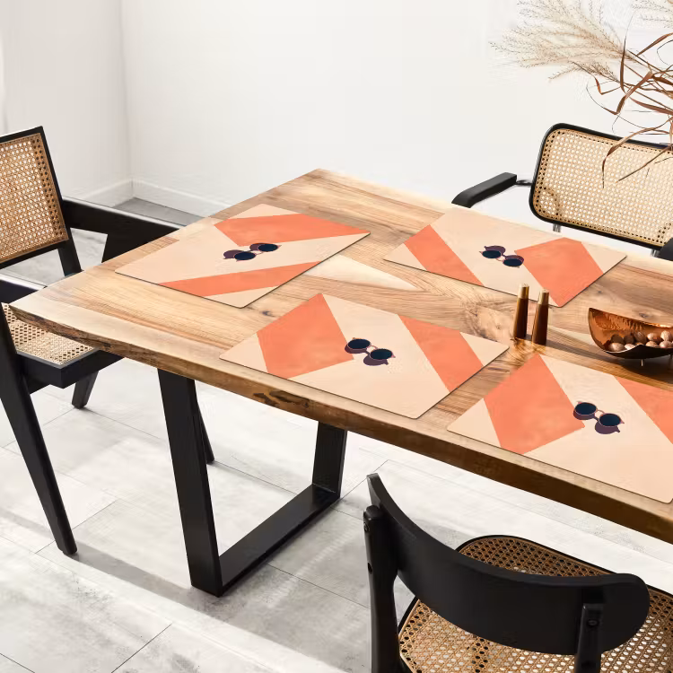 Placemat vinyl - Zonnebril - Schaduw - Oranje - Minimalistisch — 4