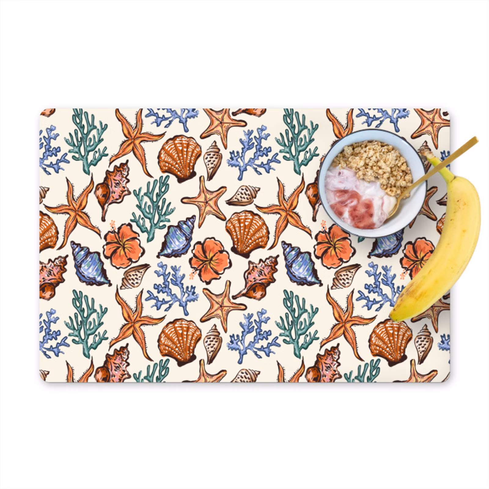Placemat vinyl - Nostalgisch - Kust - Zee - Ster vis - Koraal - Multi — 1