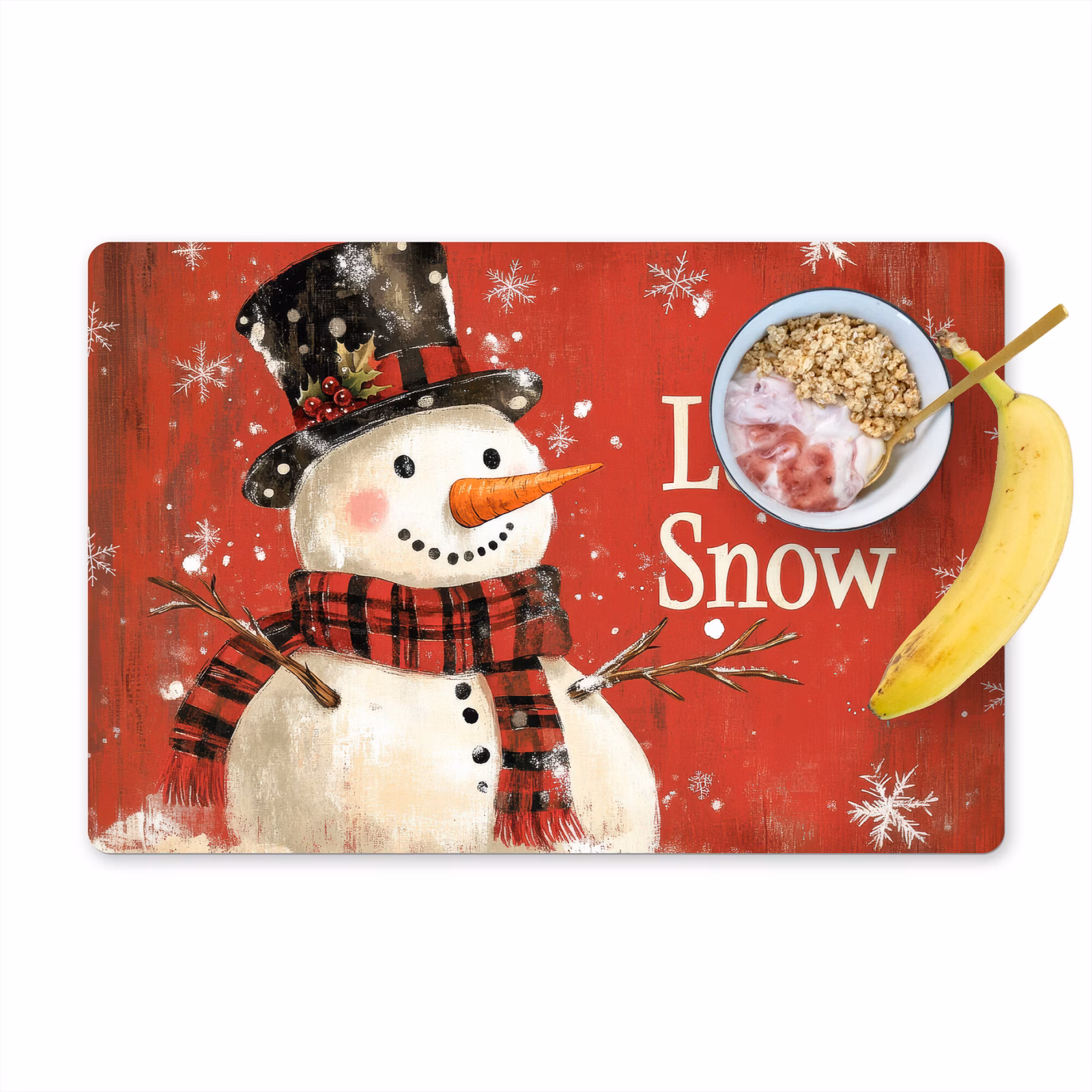 Placemat vinyl - Sneeuwpret - Winter - Sneeuwpop — 1