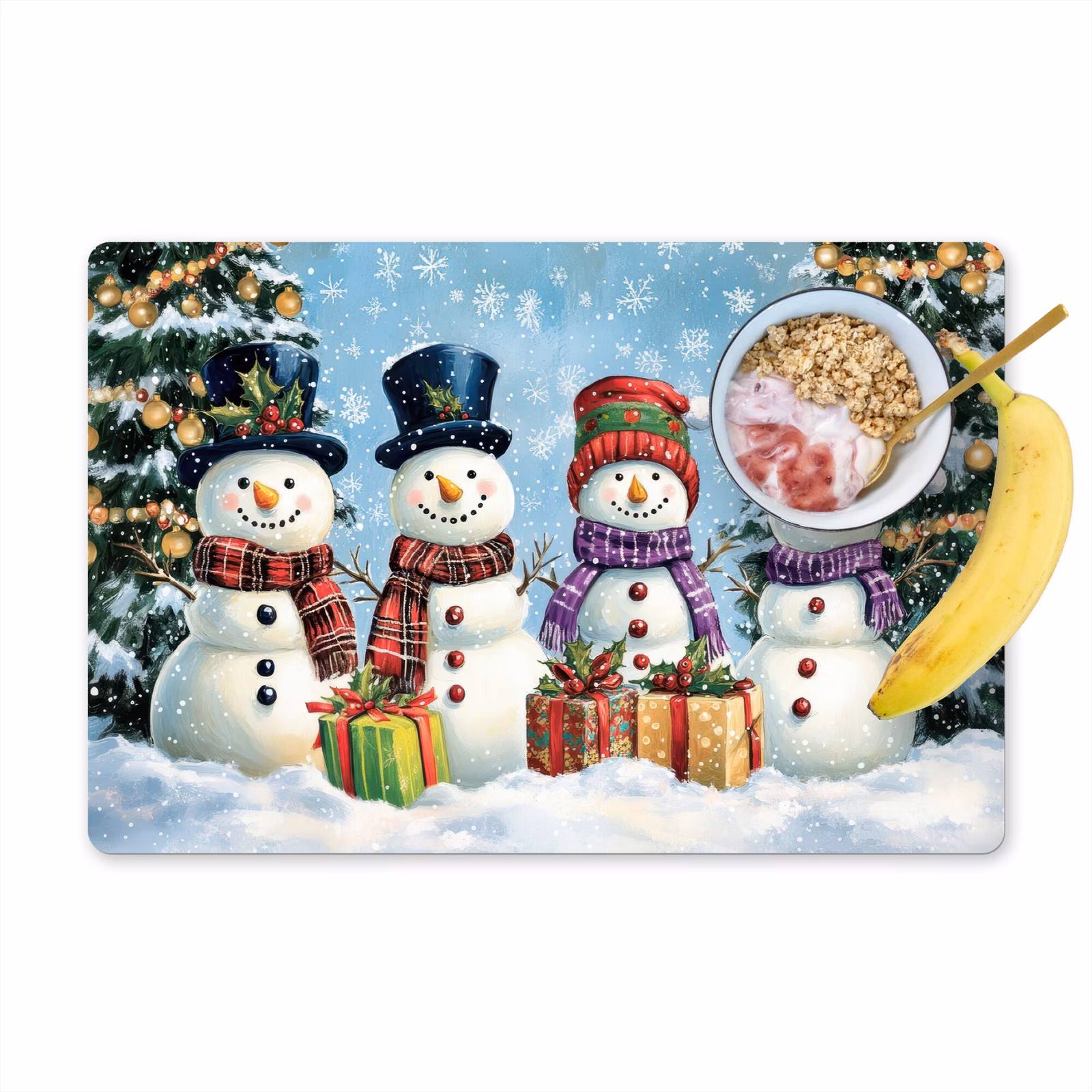 Placemat vinyl - Vrolijk - Sneeuw - Kleurrijk — 1