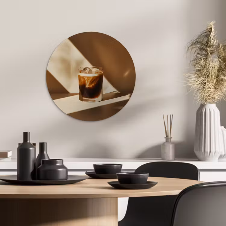 Muurcirkel - Glas - Ijskoffie - Schaduw - Bruin — 1