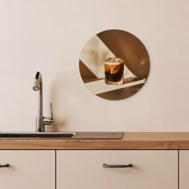 Muurcirkel - Glas - Ijskoffie - Schaduw - Bruin — 3