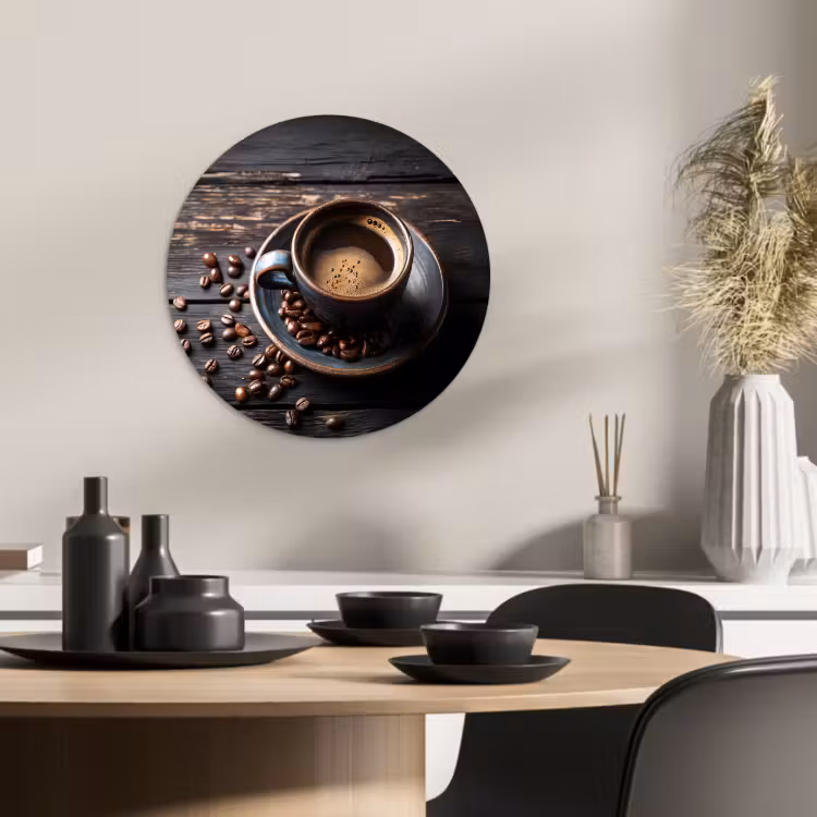 Muurcirkel - Kop - Koffie - Hout - Bonen — 1