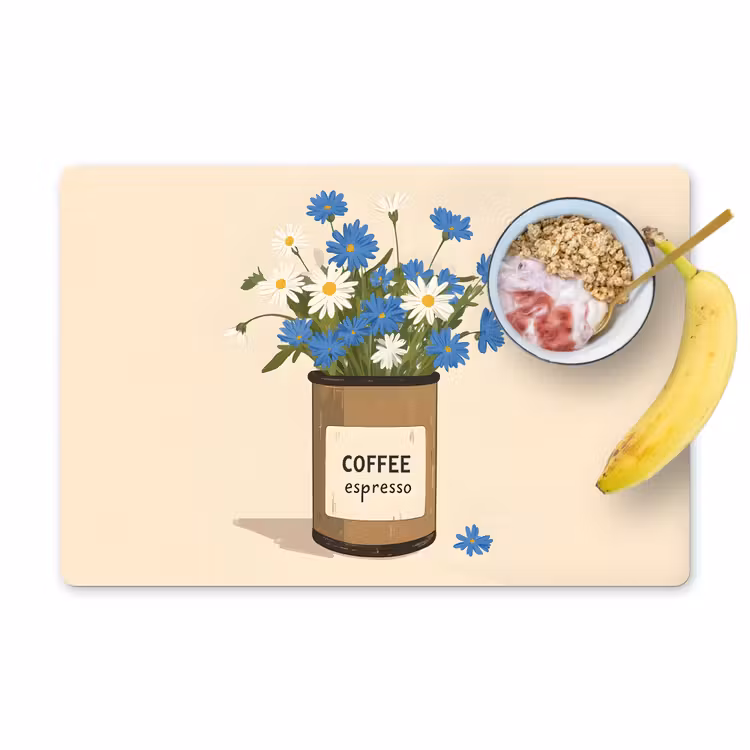 Placemat vinyl - Coffee - Blik - Minimalistisch - Bloemen — 1
