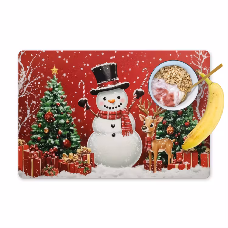 Placemat vinyl - Feestvreugde - Winterbos - Kleurrijk — 1