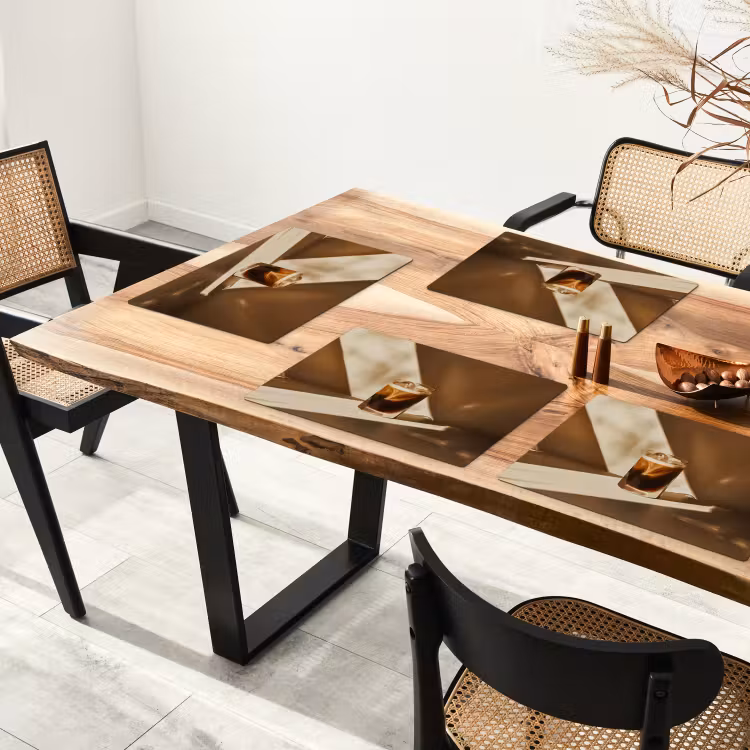 Placemat vinyl - Glas - Ijskoffie - Schaduw - Bruin — 4