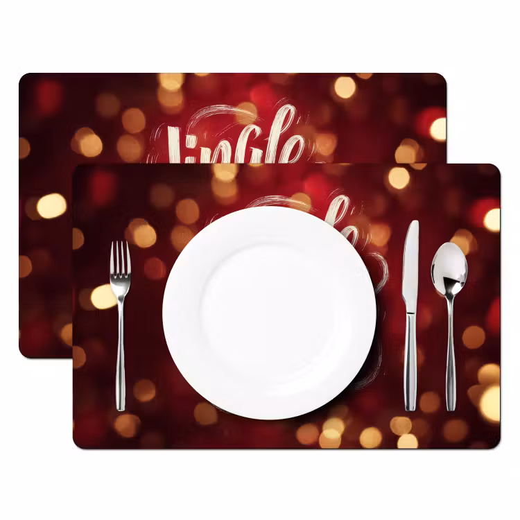 Placemat vinyl - Jingle - Bells - Kerst - Rood — 2