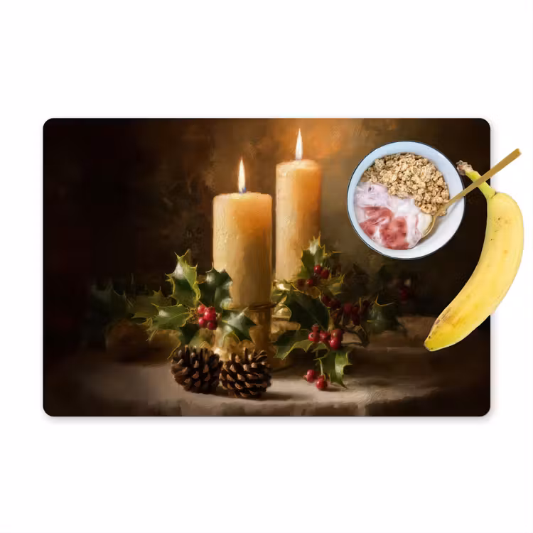 Placemat vinyl - Kaarslicht - Kerst - Veelkleurig — 1