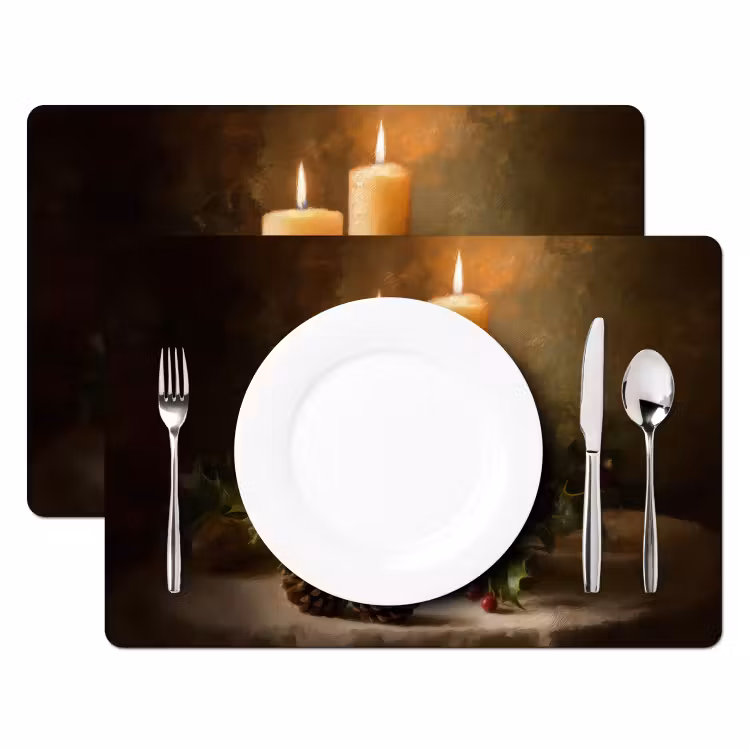 Placemat vinyl - Kaarslicht - Kerst - Veelkleurig — 2