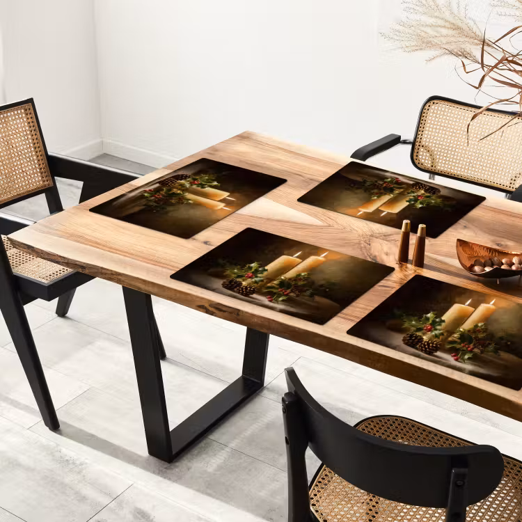 Placemat vinyl - Kaarslicht - Kerst - Veelkleurig — 4